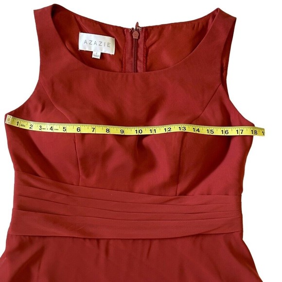 Azazie Rust Color knee length Chiffon Bridesmaid’s Sleeveless dress Custom Size - Picture 5 of 9